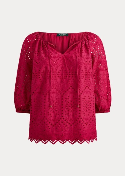 Ralph Lauren Eyelet Elbow-Sleeve Top Dame Danmark (XGEIM5147)